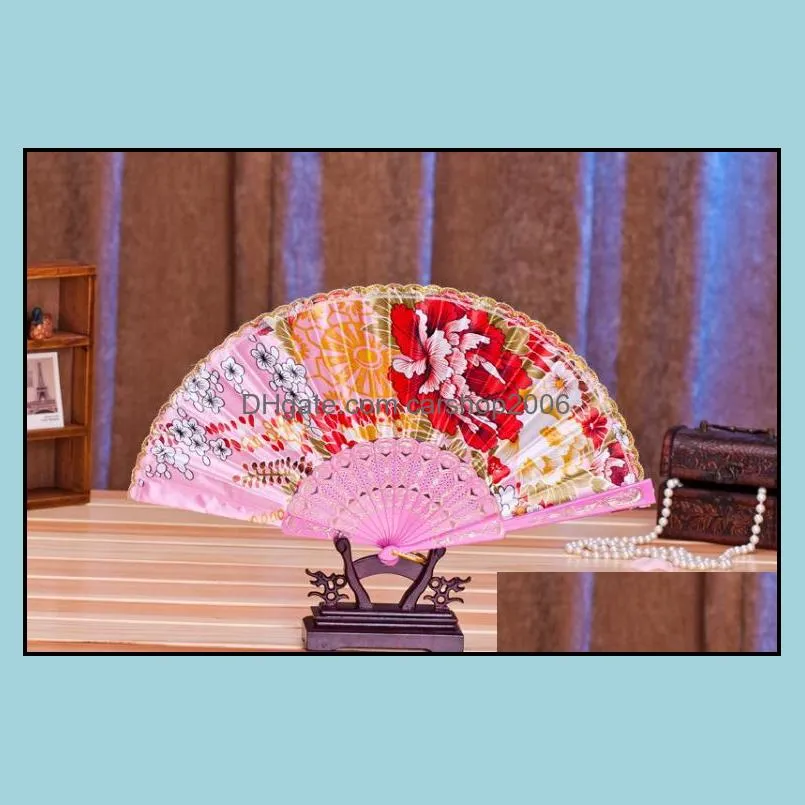 23cm chinese floral vintage folding fan wedding halloween christmas decoration baby shower home decor kids birthday party supply