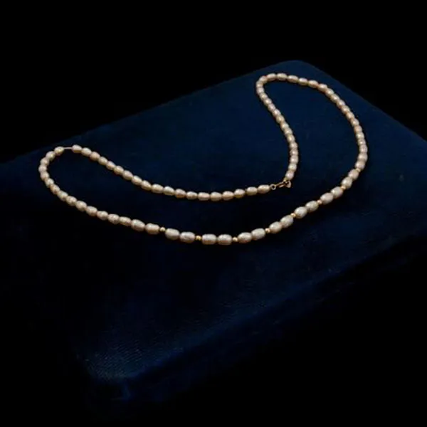 Collier perlé perlé rose d'eau douce en or 14 carats
