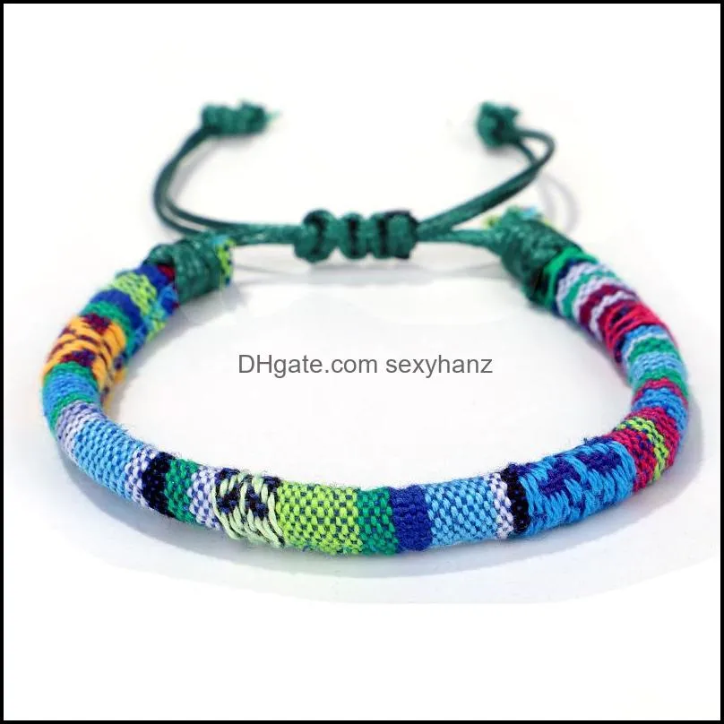 adjustable friendship bracelet women handmade weave bangle knitted cotton fabric thread braided rope bracelets men jewelry