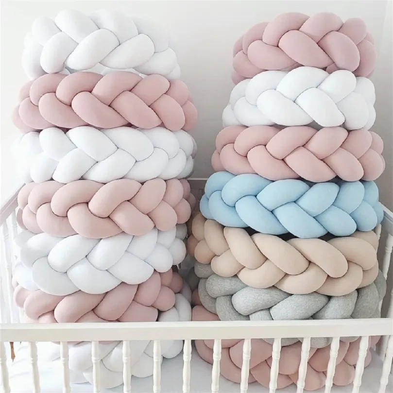 1M2M3M4M Baby Bed Bumper for Born Boys Girls Crib Crib Bumper Braid Pillow Bumper Tour de Lit Bebe 220531