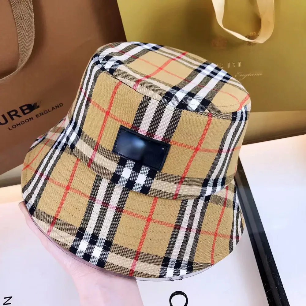 Trendy Brand Grid Bucket Hat Fashion Versatile Basin Hats