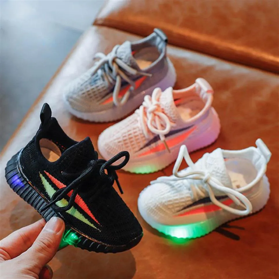 Kids Sneakers Girls Boys Sneakers Breathable Mesh Shoes Led Light Up Shoes Girls Boys272Y