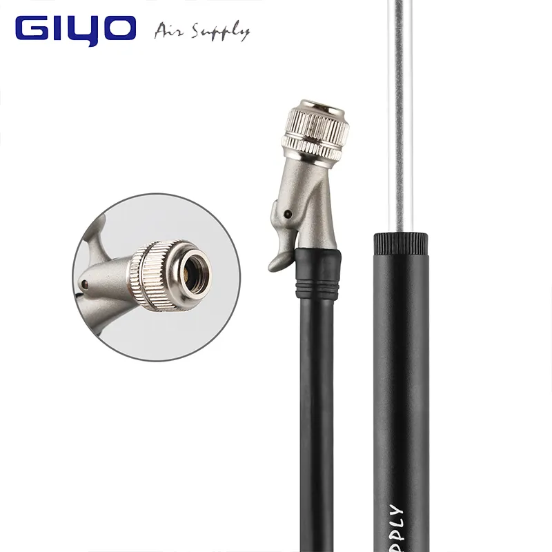 GIYO GS-02D Pompa per ammortizzatore ad aria per bici ad alta pressione pieghevole da 300 psi con manometro a leva per sospensione posteriore a forcella