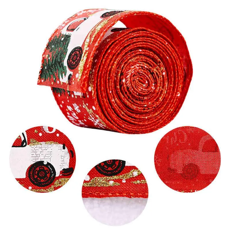 Decoração de Natal Feliz Natal Árvore e Vintage Burlap Ribbon Gift Christmas embrulhando Diy Fabric Swirl