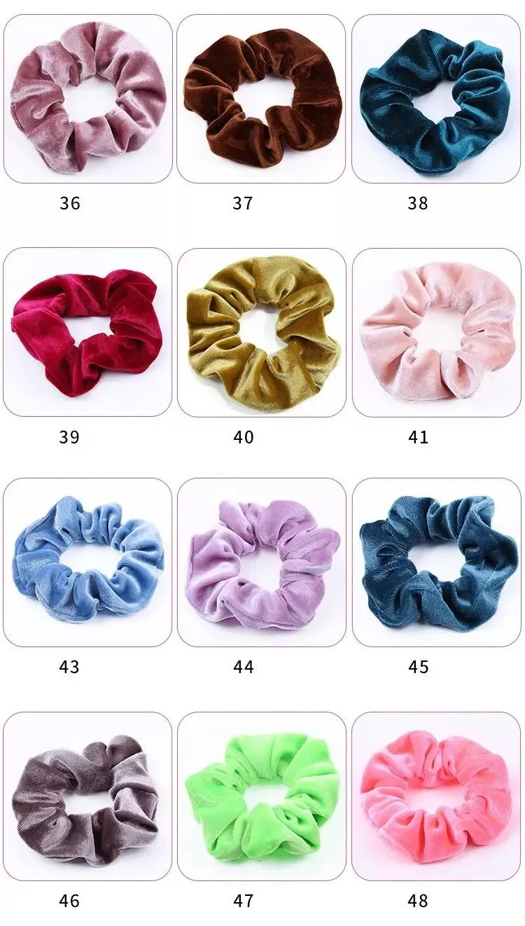 50 couleurs fille velours cheveux Scrunchy anneau bandes de cheveux élastiques gros intestin queue de cheval chouchous cheveux boucle doux bandeau