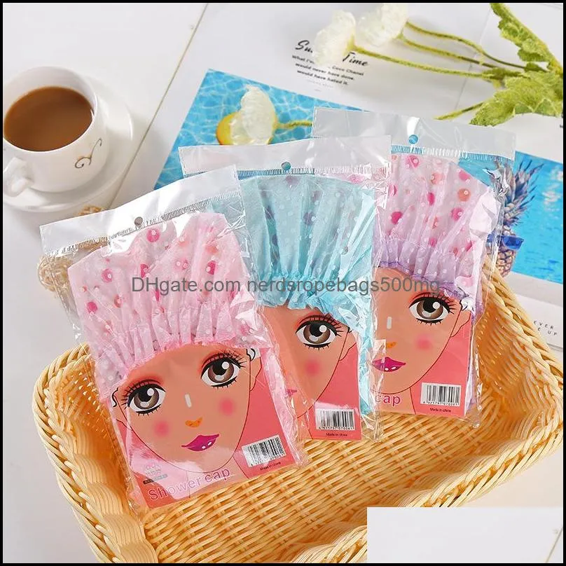 Fashion Hot Stamping Shower Cap Rose Gauze Net Multi Colours Double Layer Resuable Caps Cover Hair Bath Hat Hot Sale 1 7qt L2