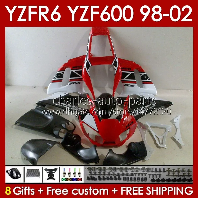 Body Kit för Yamaha YZF R6 R 6 98-02 YZFR6 98 99 00 01 02 BOODYWORK 145NO.91 YZF 600 CC YZF-600 Frame YZF-R6 YZF600 600CC 1998 1999 2000 2001 2002 ABS FAIRINGS STOCK