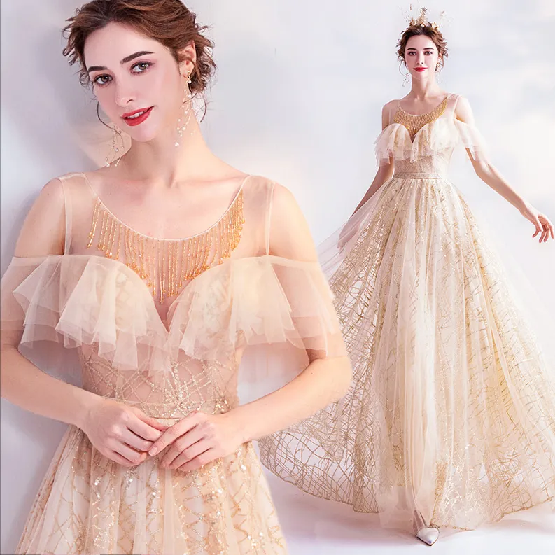 2022 Dubai Arabisch Luxus Eine Linie Brautkleider Formale Braut Kleid Juwel Hals Illusion Sheer Kristall Perlen Lange Satin Backless Vestido Plus Größe