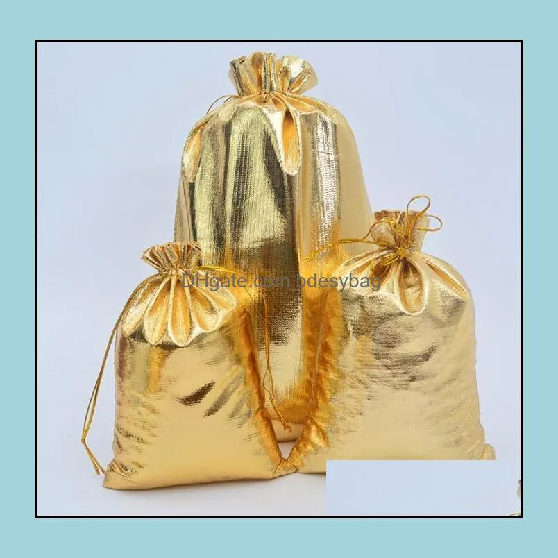 4 sizes Gold Silver Plated Gauze Satin Jewelry Bags Jewelry Christmas Candy Gift Packing Pouches Bag 5x7cm 7X9cm 9x12cm 11x16cm