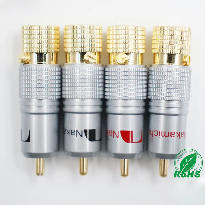 Nakamichi 10mm Gold Plated RCA قفل قفل Non Solder RCA Coaxial Connector Socket Adapter Adapter Vactory عالية الجودة