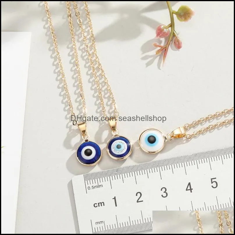 trendy gold plated devil eyes necklace blue evil eyes pendant necklace for women