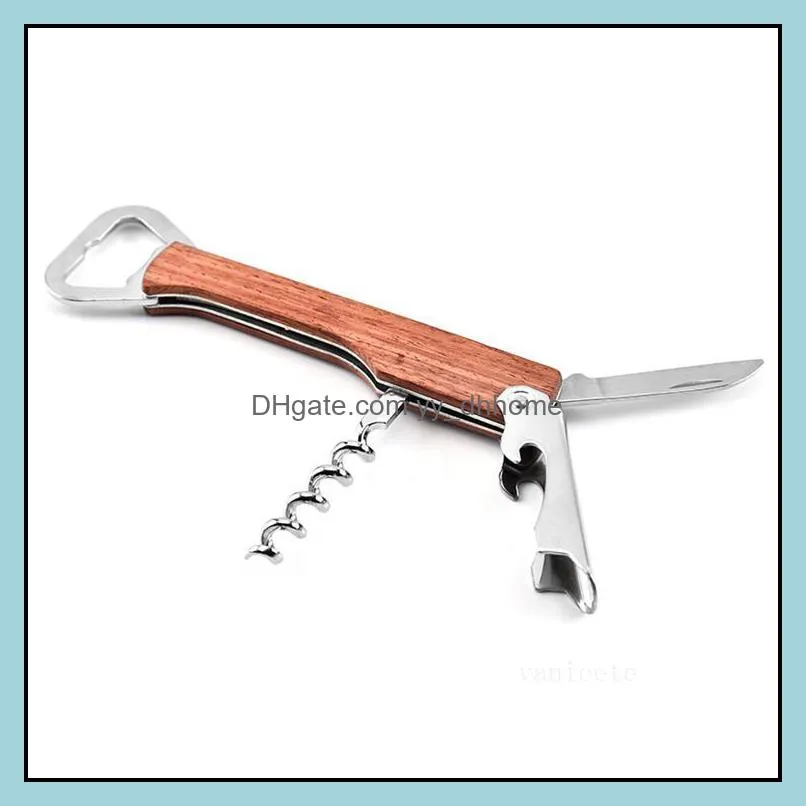 ups openers wooden handle bottle opener knife pulltap double hinged corkscrew stainless steel opening tools bar