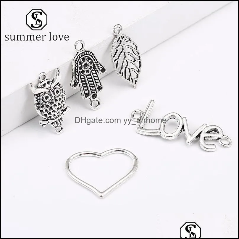 Incampioni di gioielli Componenti Nuovo arrivo Owl Vintage Owl Animal Heart Love Leaf Bracciale Collana 5 stile Fas Dhmu6