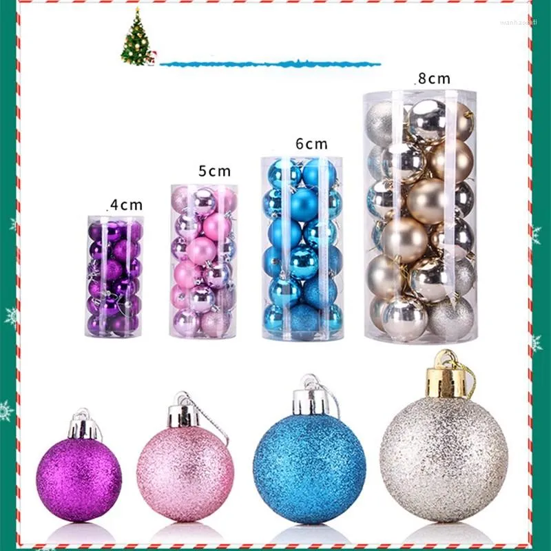 Decorazione per feste 4/6/8cm 24 pezzi/set Glitter Christmas Tree Ball Baubles Colorful Nadd Home Garden Forniture