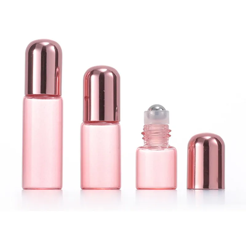 Rose Gold Roller Bottles Glass Essential Oil Bottle Travel Portable Tomkosmetisk flaska 1 ml/2 ml/3 ml/5 ml