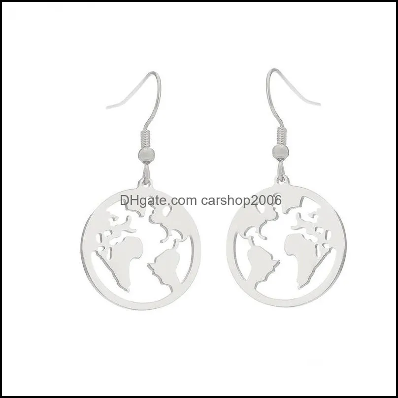 Vintage Hollow World Map Earrings Dangle For Women Geometric Round Earrings Jewelry Simple Personalized Dangle Earring Gifts