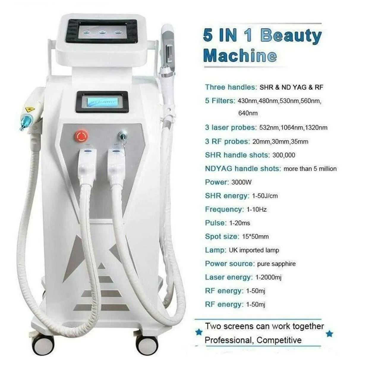 20223000 watts 4 in 1 IPL elight permanet hair removal laser OPT tattoo/ acne/pigment/wrinkle/vascular remove skin rejuvenation beauty machine