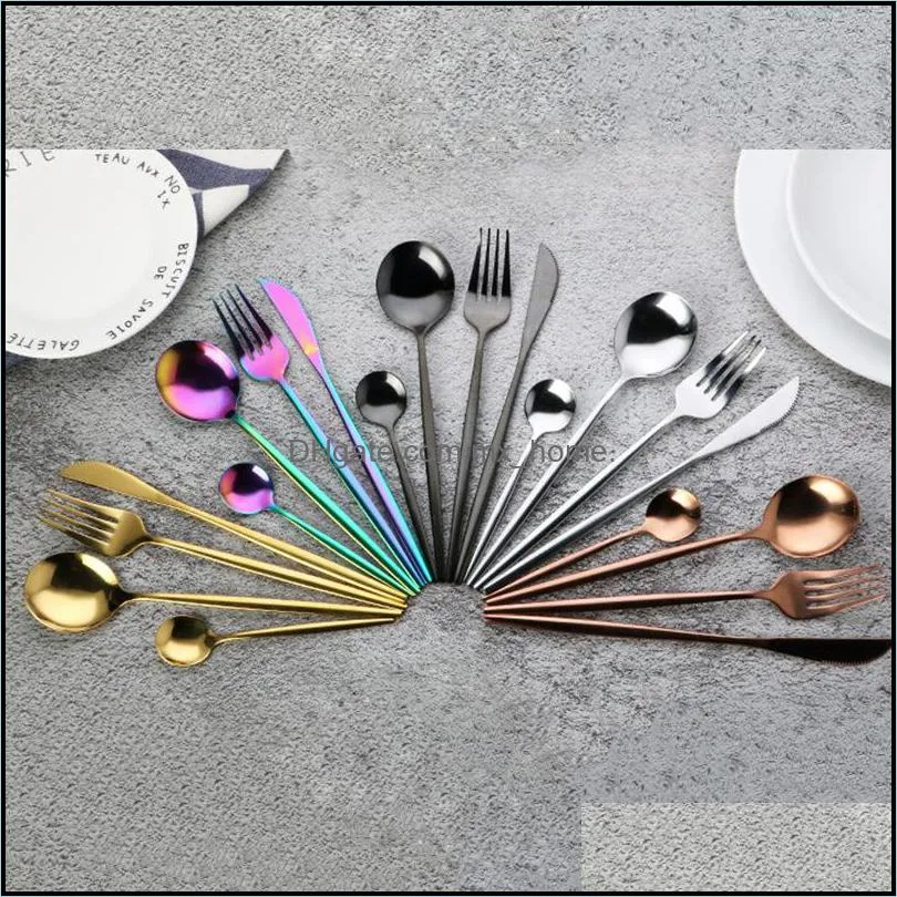 4Pcs/set Black Gold Cutlery Set 18/10 Stainless Steel Dinnerware Silverware Flatware Set Dinner Knife Fork Spoon Dropshipping