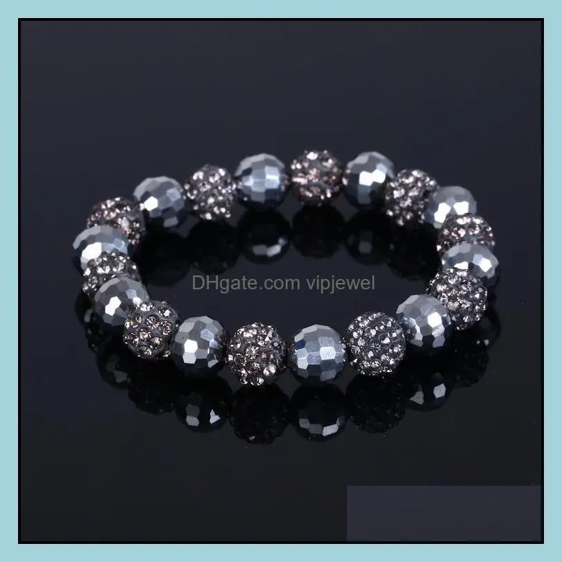 beaded bracelets (20 balls/pcs) crystal handmade strand charms bracelets vipjewel