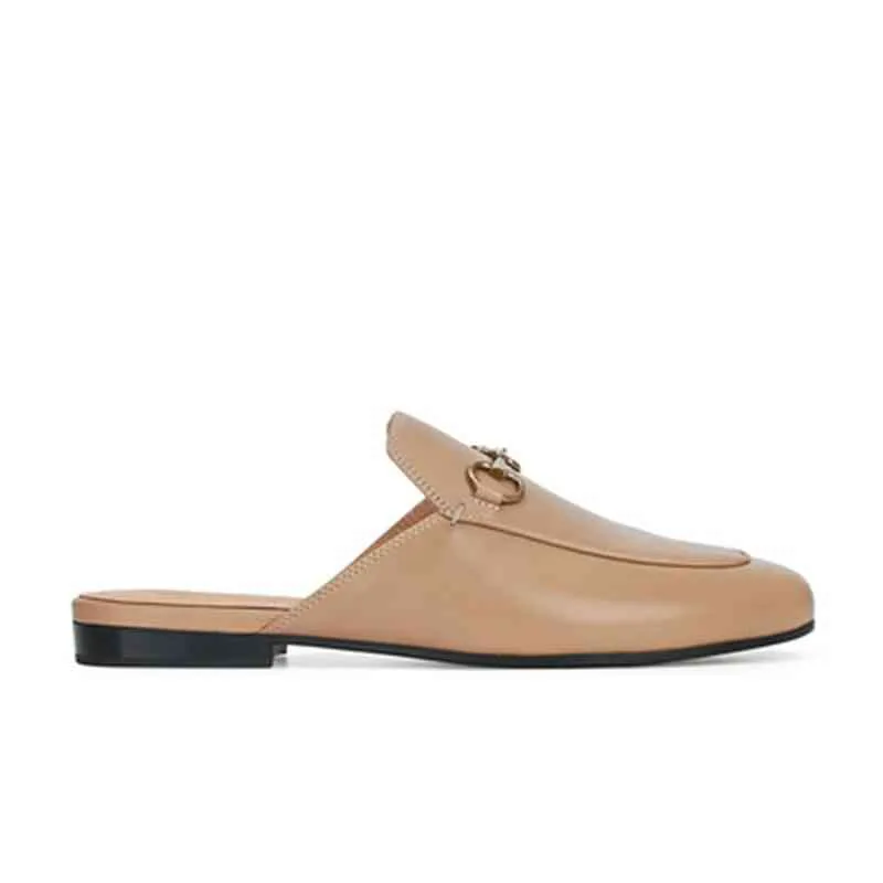 2022 summer new style Muller shoes with horsetail buckle and Baotou, women`s semi slippers, comfortable and versatile, soft sole flat heel Outlet_N9D3