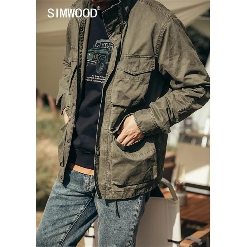Autumn Winter Padded Military Flap Pockets Field Jacket Men Vintage Aesthetics Cargo Outerwear Plus Size Coats 201218