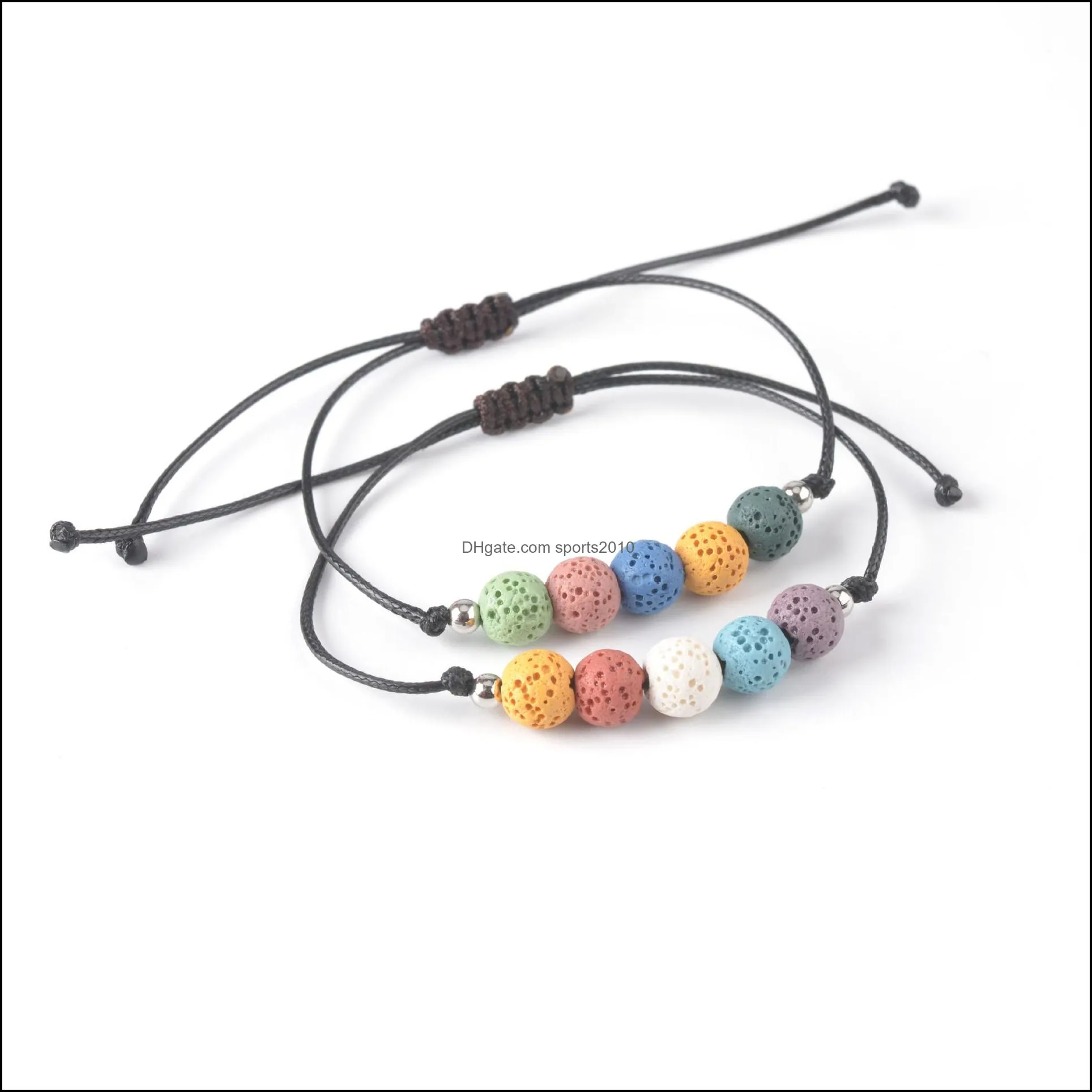 chakra colorful lava stone bead strand bracelet diy essential oil perfume diffuser rope braided lover friendship bracelets sports2010