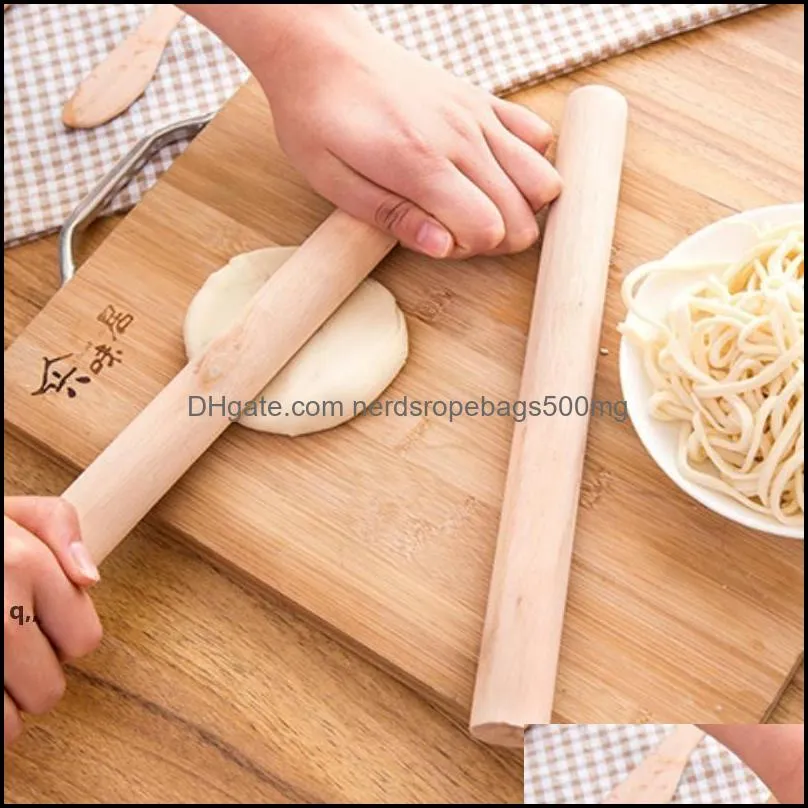 Rolling Pins Pastry Boards Bakeware Kitchen Dining Bar Home Garden Natural Wooden Pin Fondant Cake Decoration Kitchen Tool Durable Non St