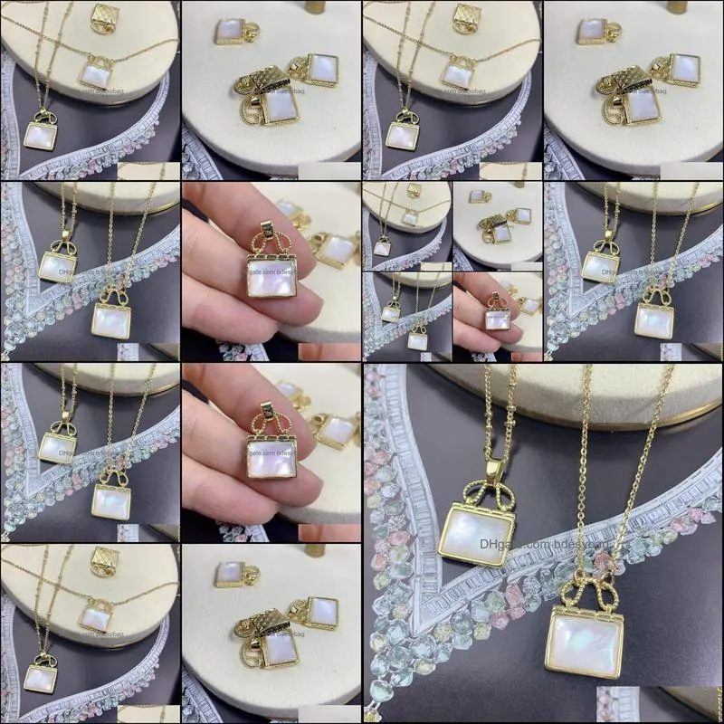 pendant necklaces 5pcs/lot small bag mother-of-pearl necklace female clavicle chain ins cold wind simple temperament white jewelry