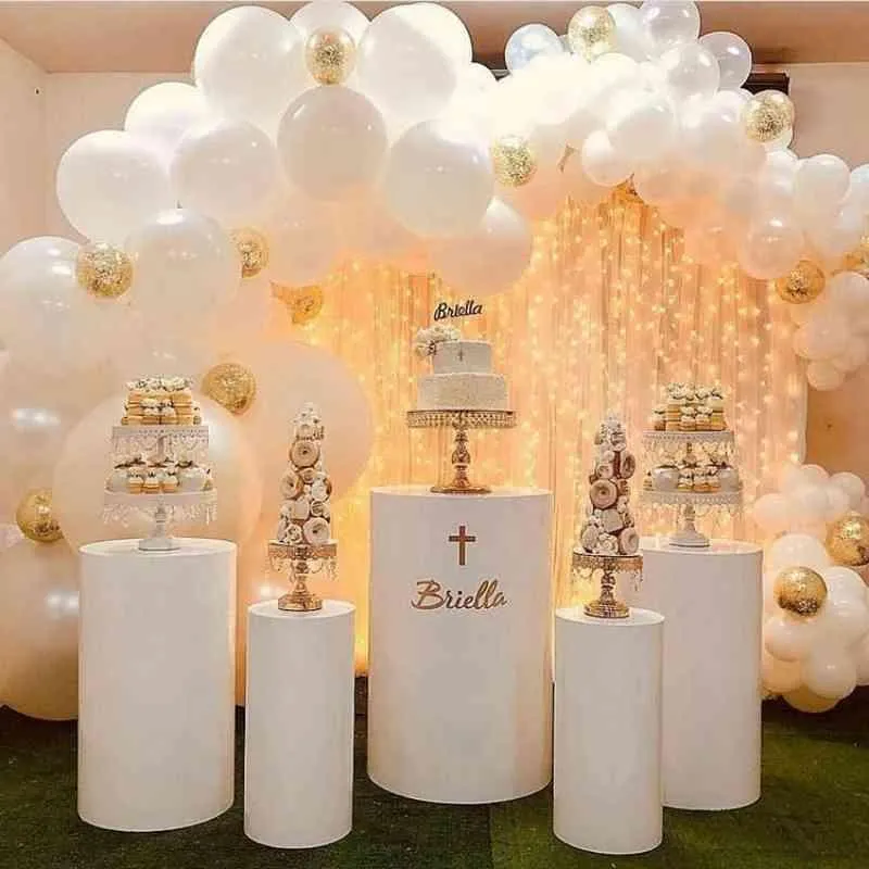 3/5st Runda cylinder Pedestal Display White Gold Art Decor Cake Rack socklar Pillars för DIY Bröllopsdekorationer Holiday