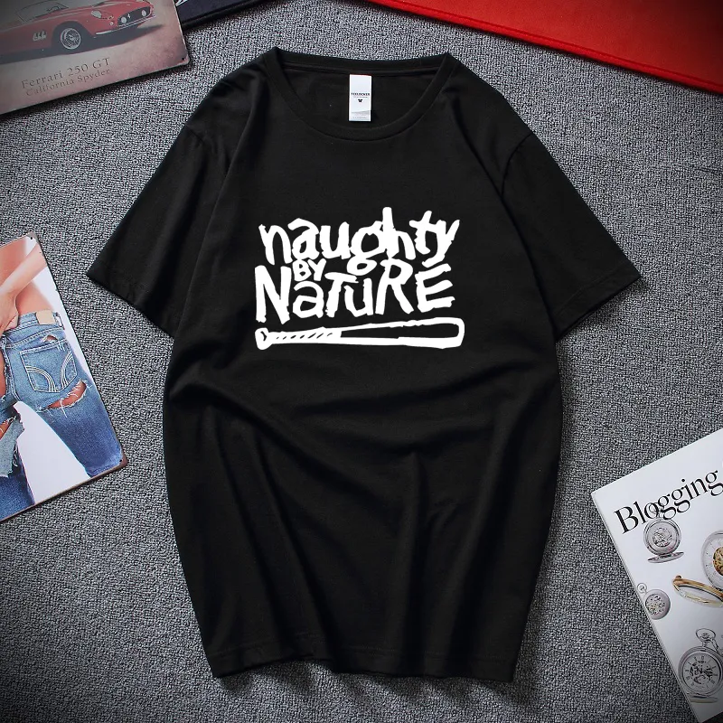 Naughty by Nature Old School 힙합 랩 스케이트 보드 링거 뮤직 밴드 90S Bboy Bgirl Tshirt Black Cotton T 셔츠 탑 티 220704