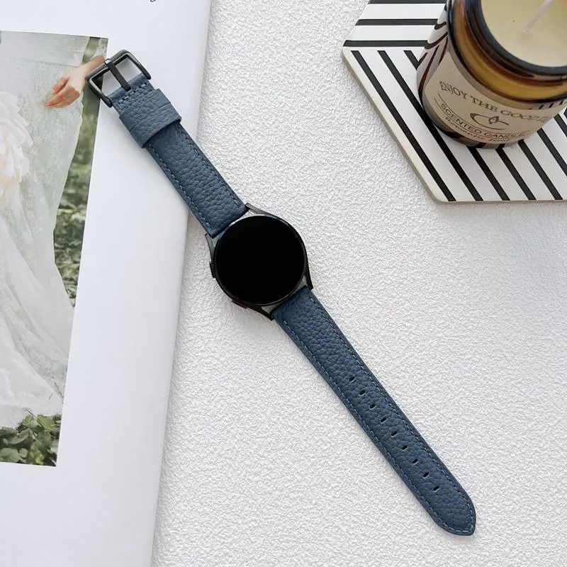 Для Samsung Galaxy Watch 3 Smart Relds Litchi Зерно из натуральной кожи Замена ремни для замены с мужчинами Женщины 20 мм 22 мм Кожа Часы Band