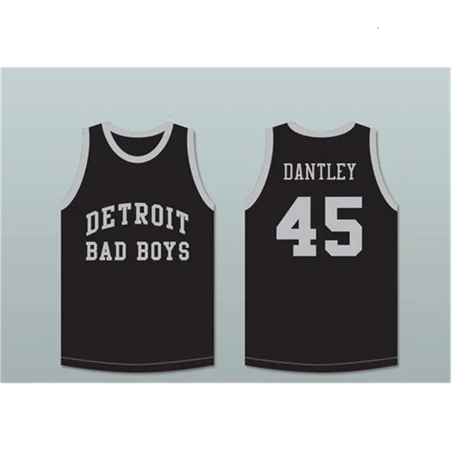 NC01 Basketball College College Adrian Dantley 45 Detroit Bad Boys Basketball Jersey Джерси Джерси сшитый вышивка S-5XL