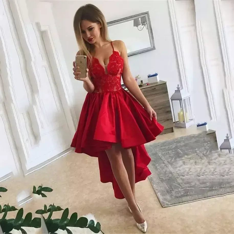 Short Cocktail Dresses 2022 Spaghetti Straps Sweetheart Neck Formal Party Backless Prom Gowns Satin Robe Evening Dresses CPS3001