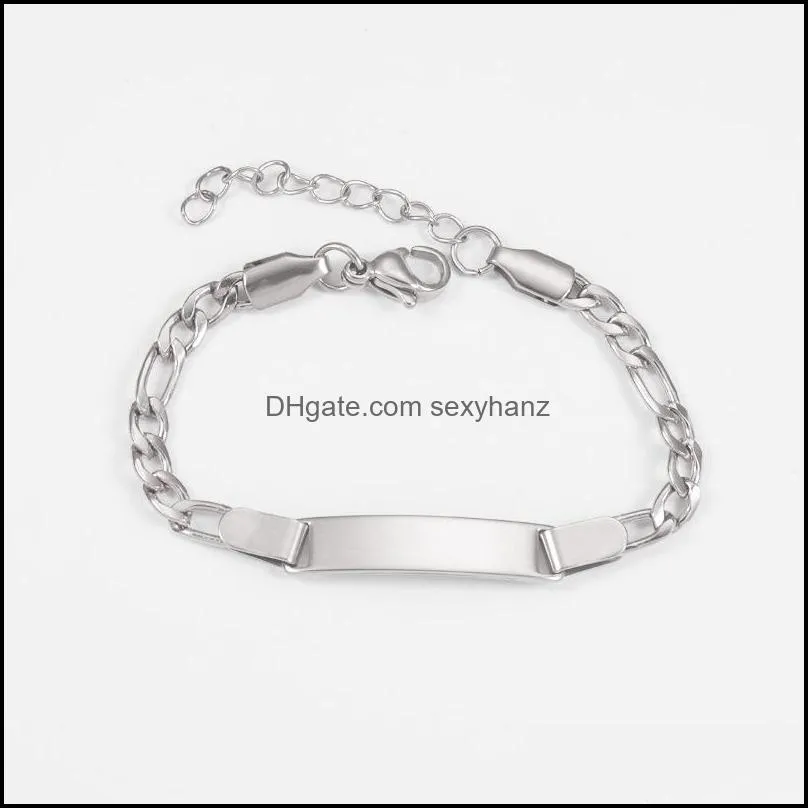 Personalize Engrave Baby Name Bracelet Stainless Steel Gold Chain Smooth Bangle Adjustable Baby Child ID Saft Jewelry