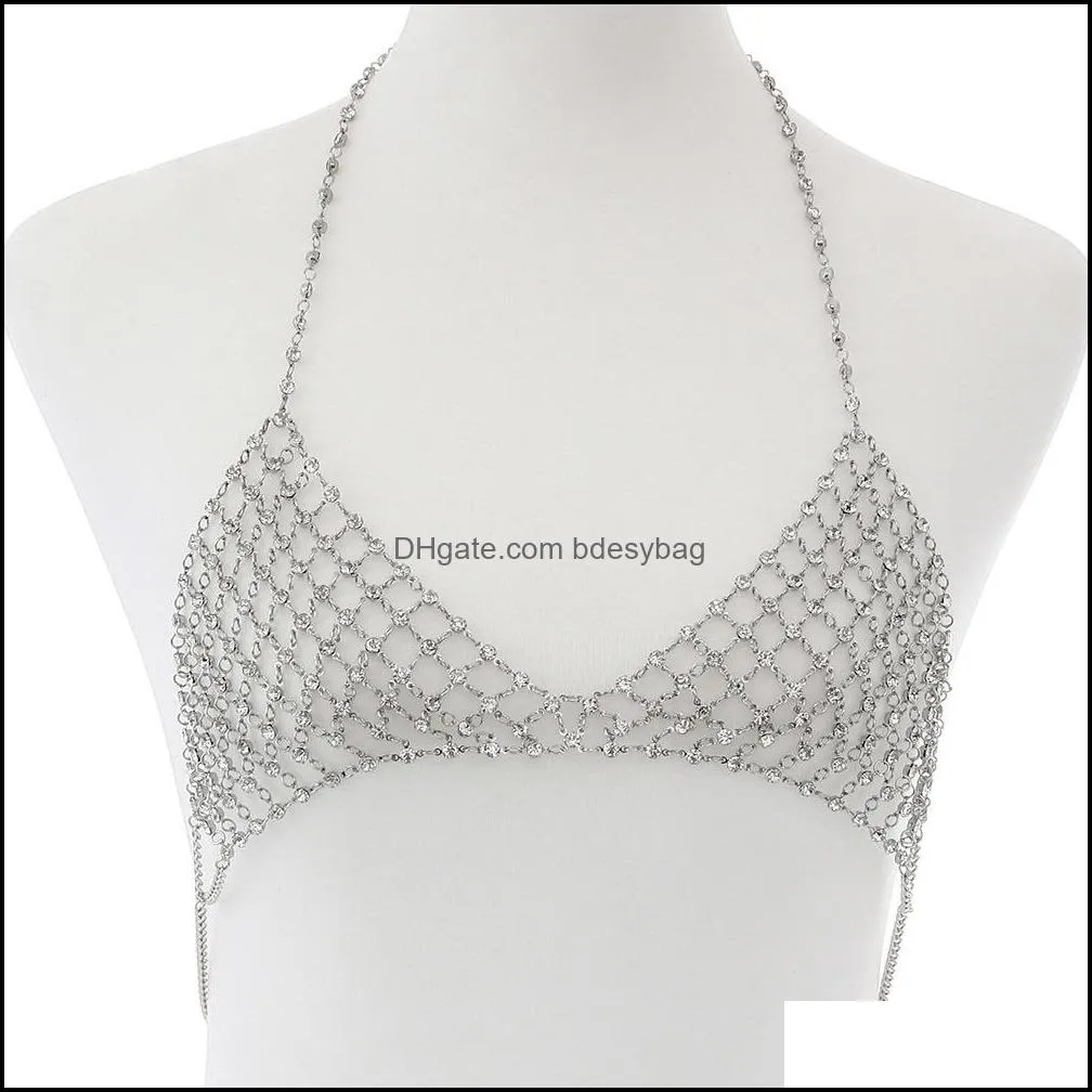sexy body chain with rhinestone bra crystal luxury jewellery chest for ornaments decoration women`s jewelry