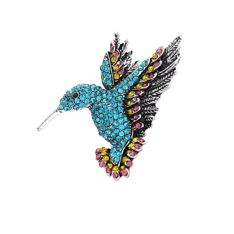 Broches Broches Vintage Strass Colibri Pour Femmes Hommes Cristal Animal Mode Bijoux Robe Manteau Col Vêtements AccessoiresPins