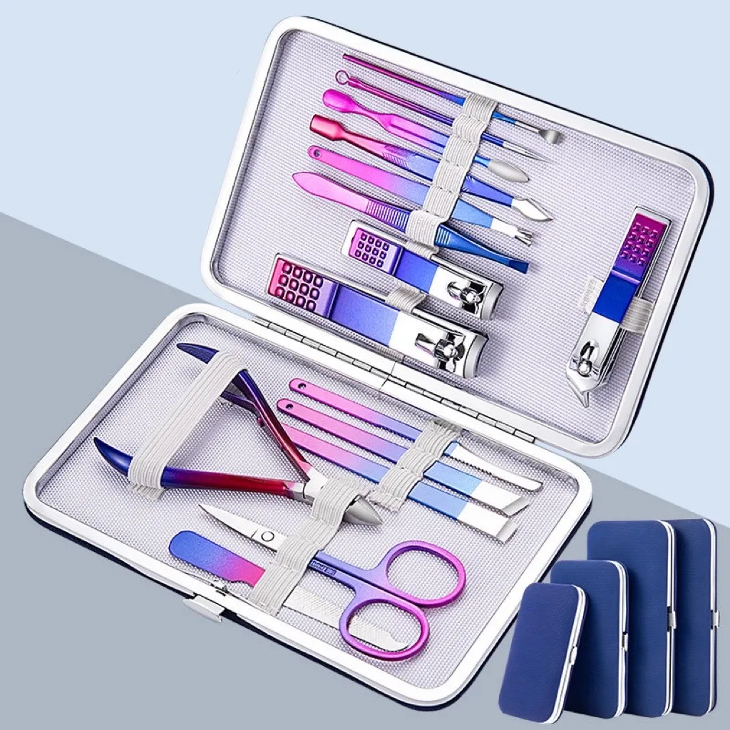 Moda Kits de Nail Art Cortadores de Unhas de Aço Inoxidável Colorido Conjunto de Ferramentas de Manicure Atacado Pinças de Cutícula para Salão de Beleza