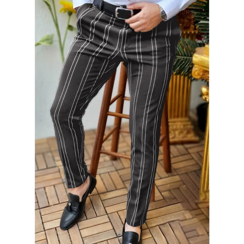 Mens Pants Mens Dress Stripe Business Casual Slim Straight Fashion