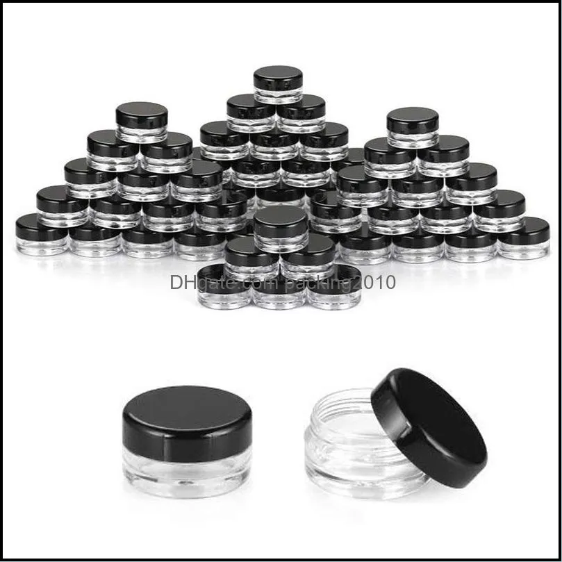 R￩nits ￠ baume ￠ l￨vres 3G / L Clear rond Cosmetic Pot Pocs avec couvercles de bouchon ￠ vis blanc noir et petite petite gamme de bouteilles 3G Livraison 2021 Emballage B