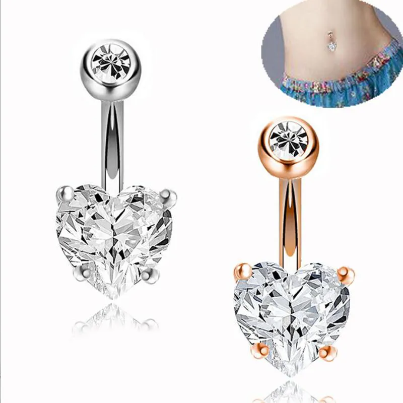 Jinglang cyrkon kryształ czteroklasowy guziki na guziki dla kobiet pępa Sucikalna stalowa sztangowa biżuteria