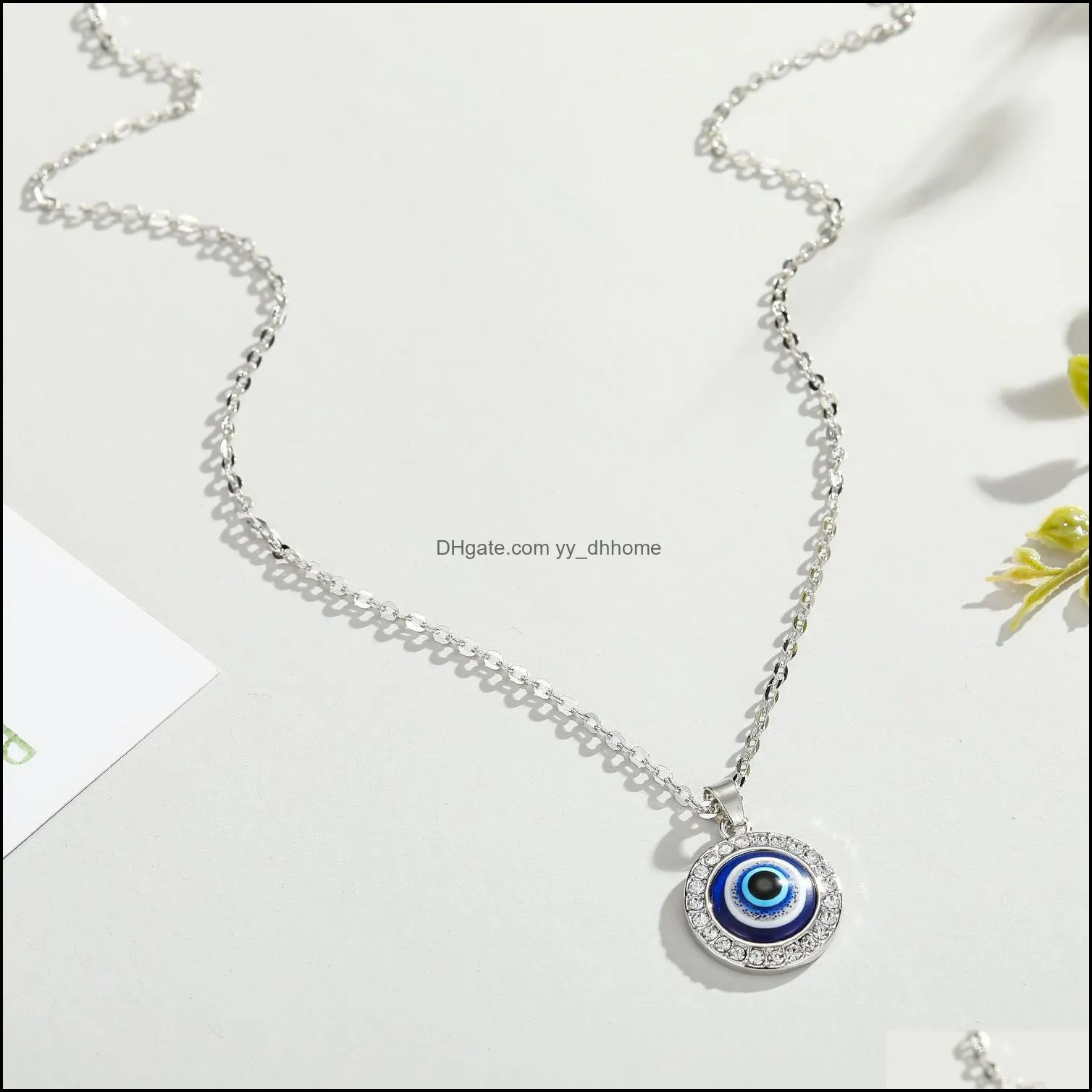 ups new jewelry turkish eye necklace dot party favor diamond round blue eye pendant necklace foreign trade sweater chain jewelry