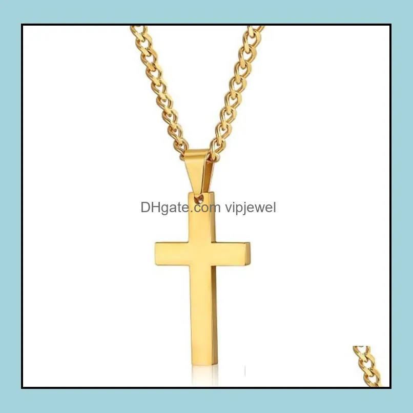 Mens Stainless Steel Cross Pendant Necklaces Men s Religion Faith crucifix Charm Titanium steel chain For women Fashion Jewelry Gift