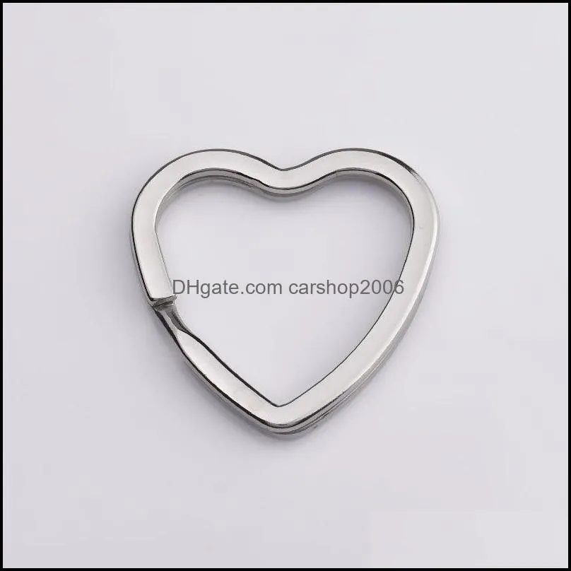 rainbow heart gold silver color keychains metal key chain ring split rings unisex keyring keyfob holder accessories diy