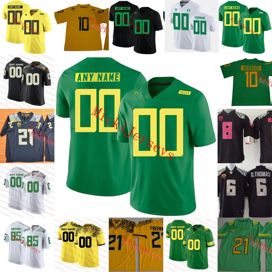 NCAA Custom Custom Oregon Ducks Koszulki piłkarskie 1 Josh Huff Evan Baylis 3 Vernon Adams 6 De'anthony Thomas 13 Chris Daniels 43 Jerney Jones 97 Akial Byers Z'Core Brooks Jersey