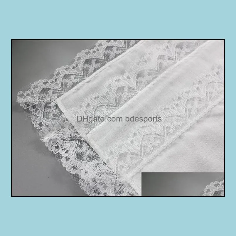 25cm White Lace Thin Handkerchief 100% Cotton Towel Woman Wedding Gift Party Decoration Cloth Napkin DIY Plain Blank Handkerchief DBC