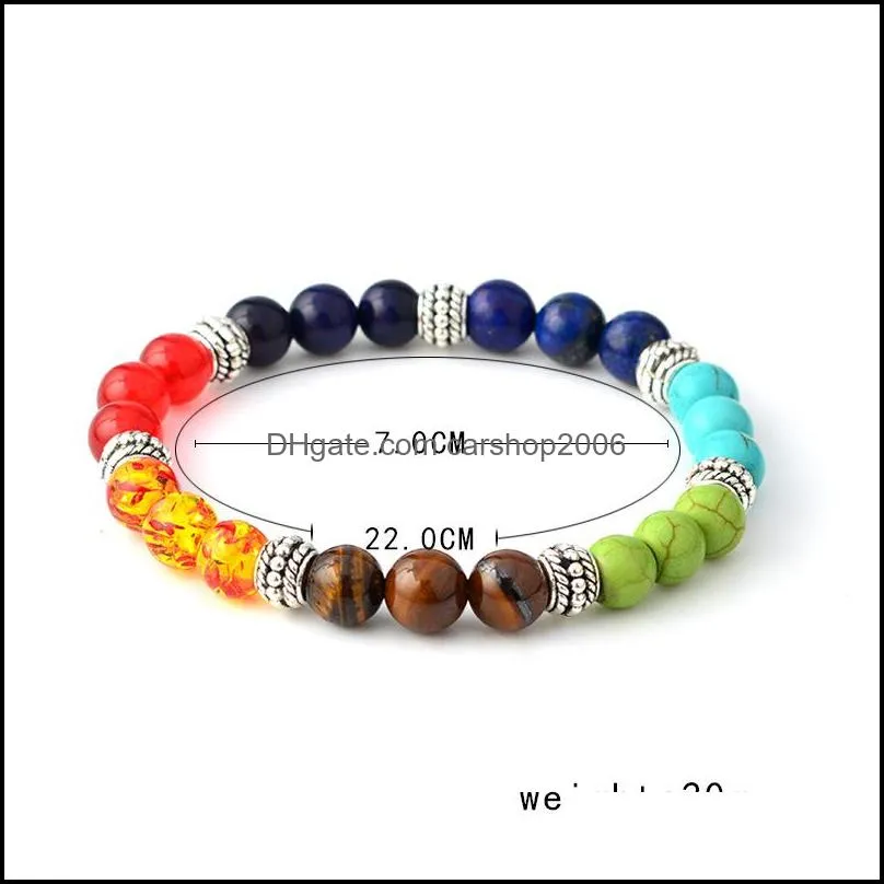 Multi-color 7 Chakra Healing Balance Beads Bracelet Yoga Life Energy Natural Stone Bracelet Women Men Casual Jewelry