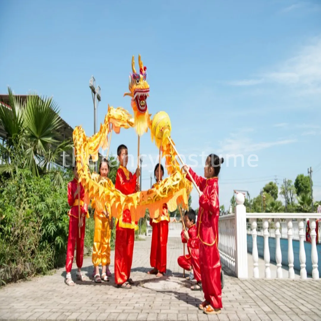 5,5 m tamaño 6 #6 niño chapado en oro disfraz de danza del dragón chino marioneta cultura tradicional disfraz de celebración del Festival Folclórico