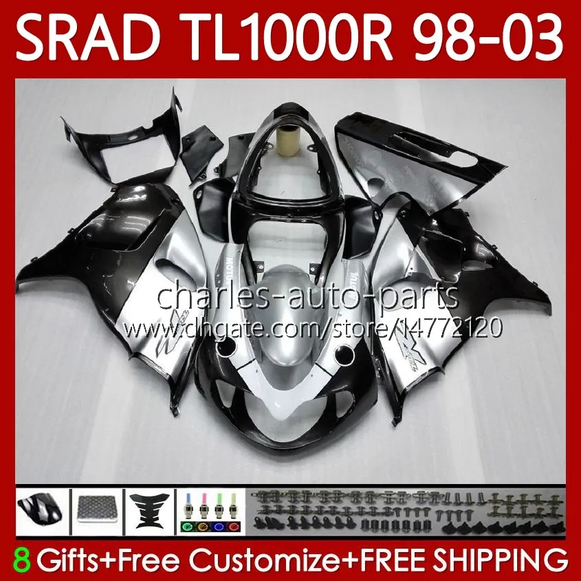 OEM Bodywork For SUZUKI SRAD TL1000R TL-1000 TL 1000 R 98-03 Body 118No.8 TL-1000R TL1000 R 98 99 00 01 02 03 TL 1000R 1998 1999 2000 2001 2002 2003 Fairing Kit silvery black