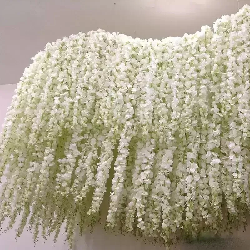 24 kolory 34 cm Elegancka sztuczna impreza kwiatowa wisteria kwiaty winorośli domowe ogród ścian wiszący DIY Rattan Centerpiece Xmas Wedding Dekoracja sxaug115