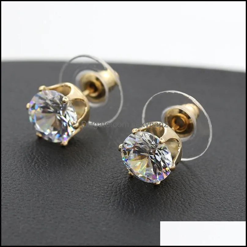 round zirconia earrings wholesale brand purple white cz diamond stud earring